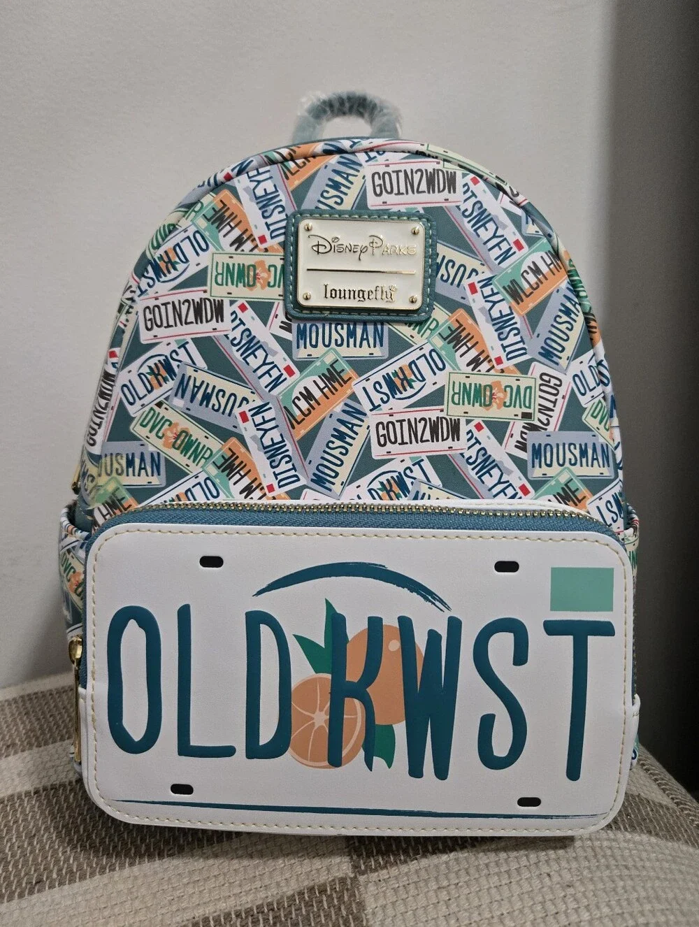 Disney Parks Old Key West License Plate Loungefly Backpack NWT